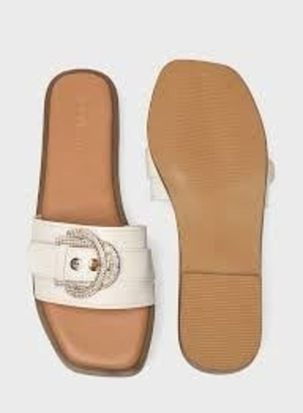 Madden Girl Bryceee Decorative Rhinestone Buckles Flat Slip-On Sandals 7